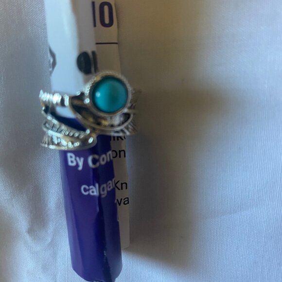 Size 6 Women Silver Sterling Handmade Snake Ring With Turqoise Stone Blue - Picture 4 of 7